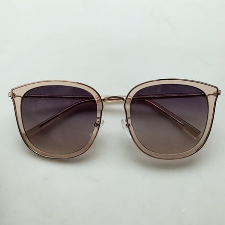 clear pink beige×gold frame cat sunglasses