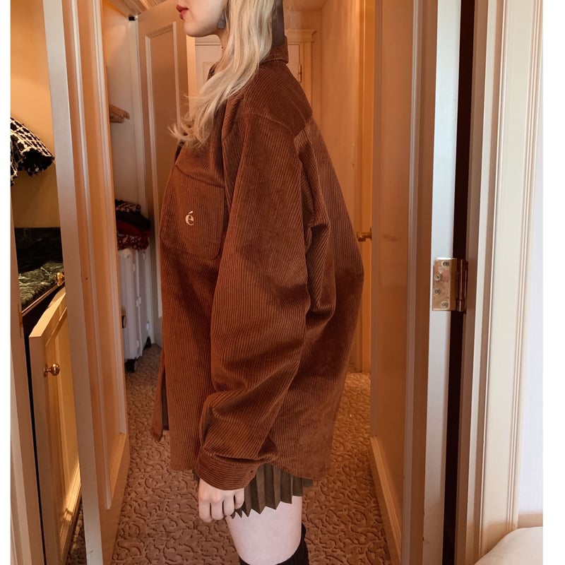é logo corduroy big shirt brown | épine é logo corduroy big shirt brown | épine