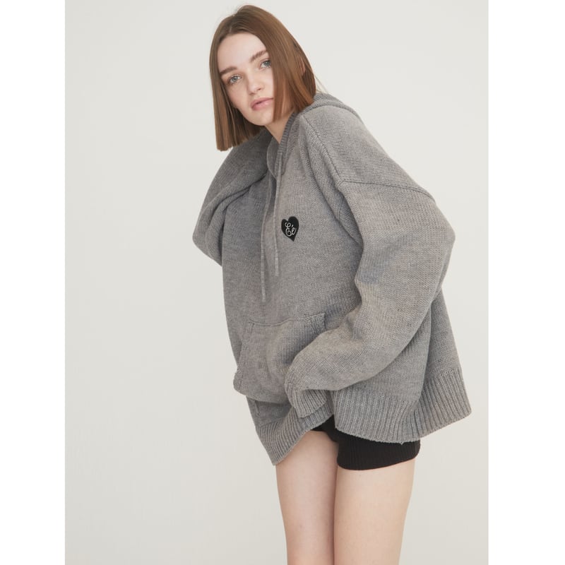 ♡ Eé knit hoodie gray | épine