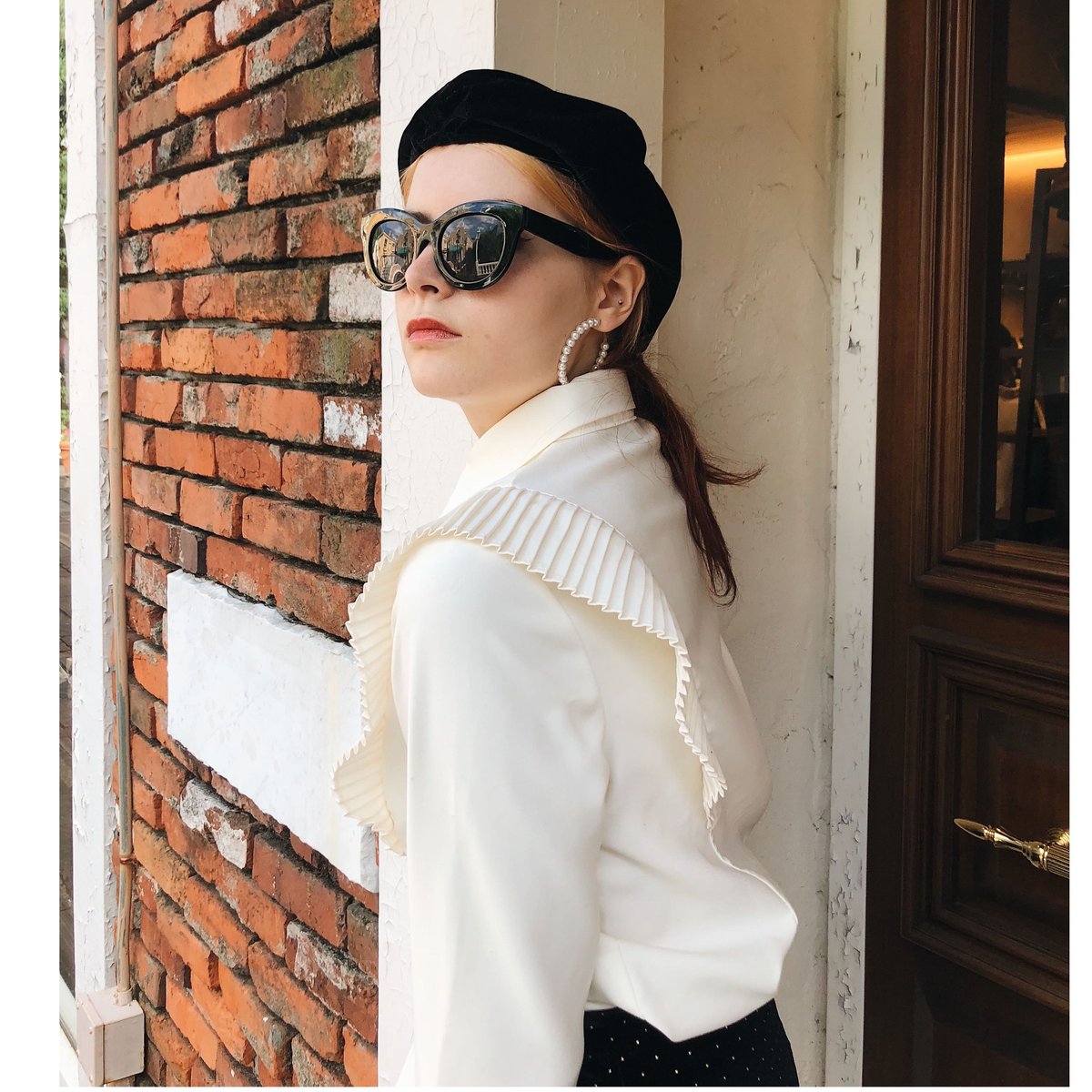 pleats design blouse ivory | épine