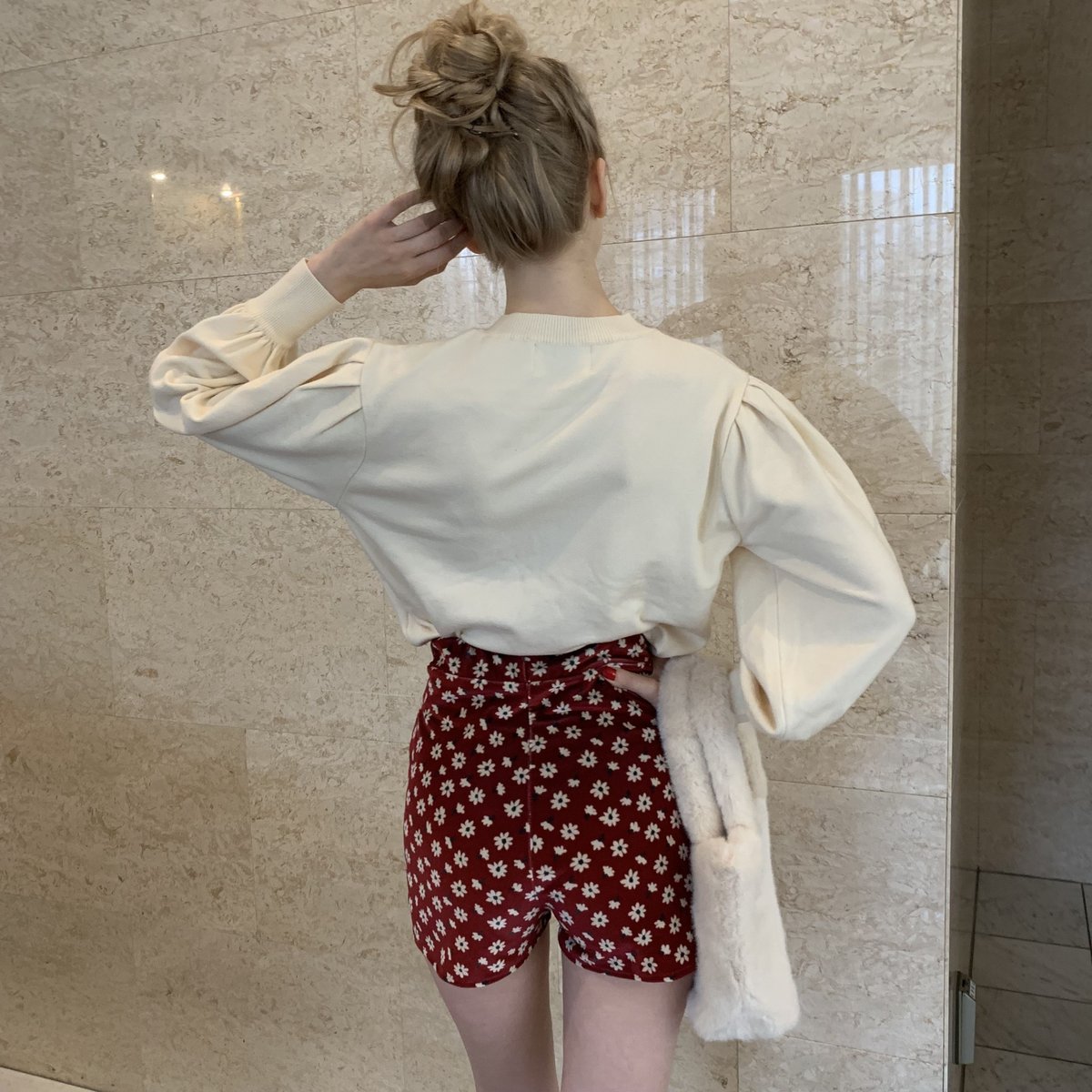 velours flower short pants red | épine velours flower short pants red | épine