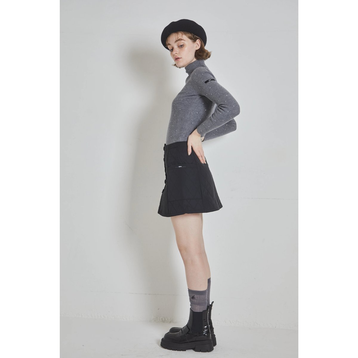 在庫切れ】épine Heart studs denim mini skirt スカート