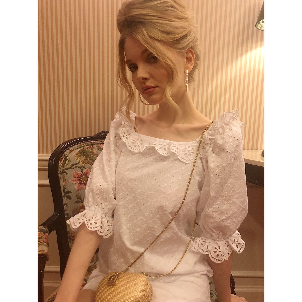 épine lace cotton panier コットンレースパニエ　ブラック square neck cotton lace one-piece | épine