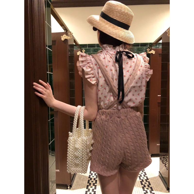 back ribbon frill blouse pink | épine