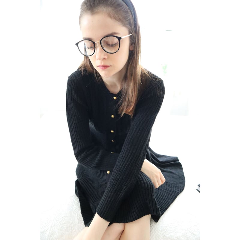 é button cable knit onepiece black | épine é button cable knit onepiece black | épine
