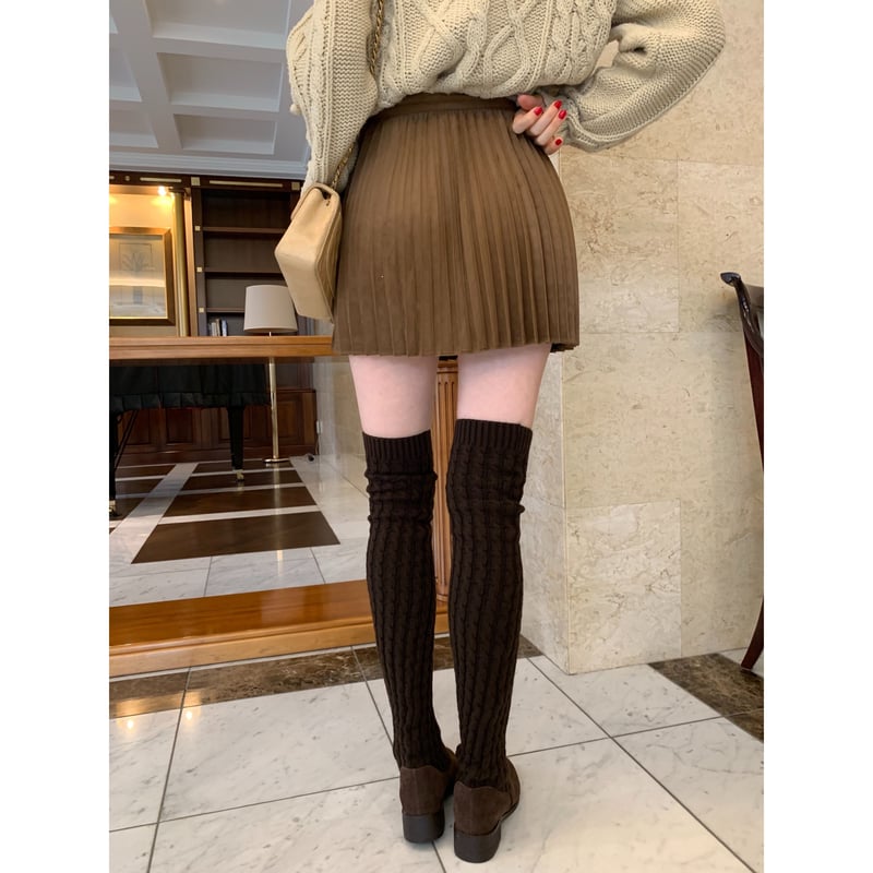 knit knee-high boots brown | épine 