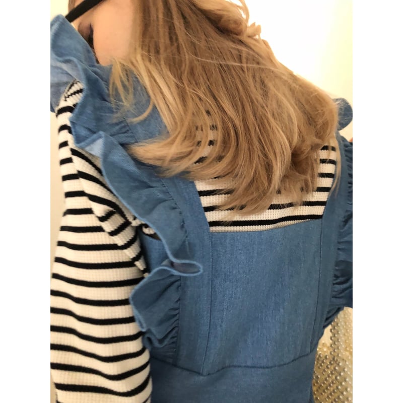 denim frill onepiece light blue | épine denim frill onepiece light blue | épine