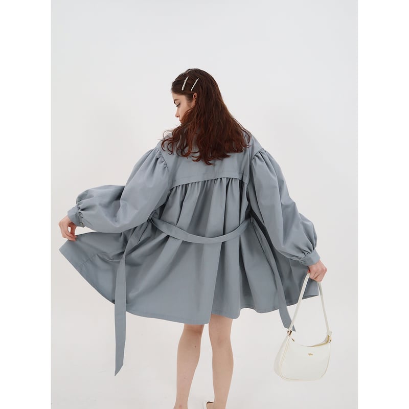 arm volume mini trench coat ice blue | épine