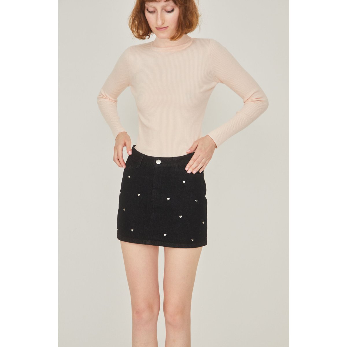 épine Heart studs denim mini skirt | épine