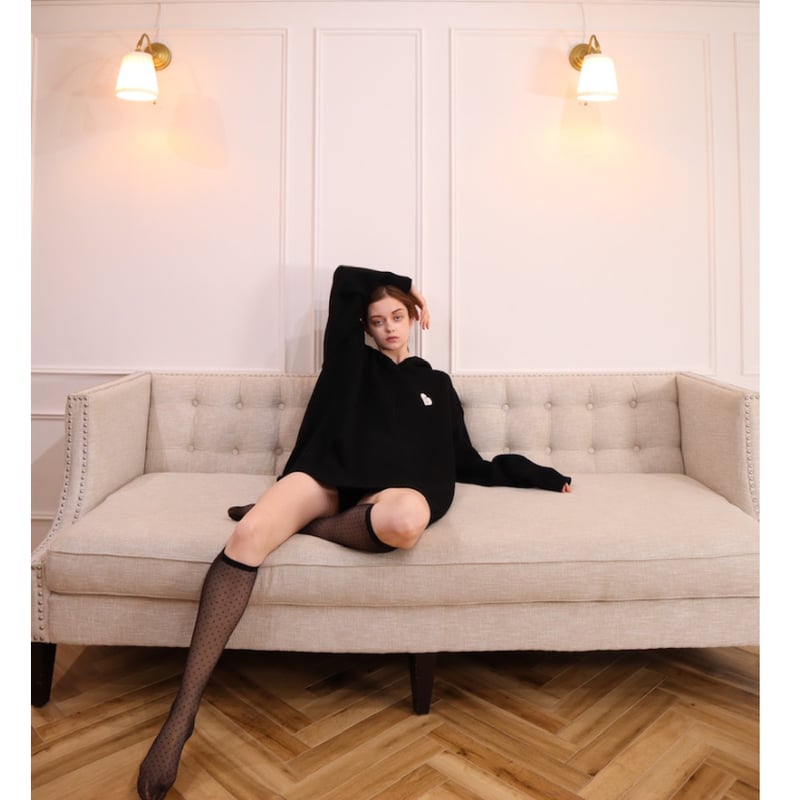 ♡ Eé knit hoodie black | épine