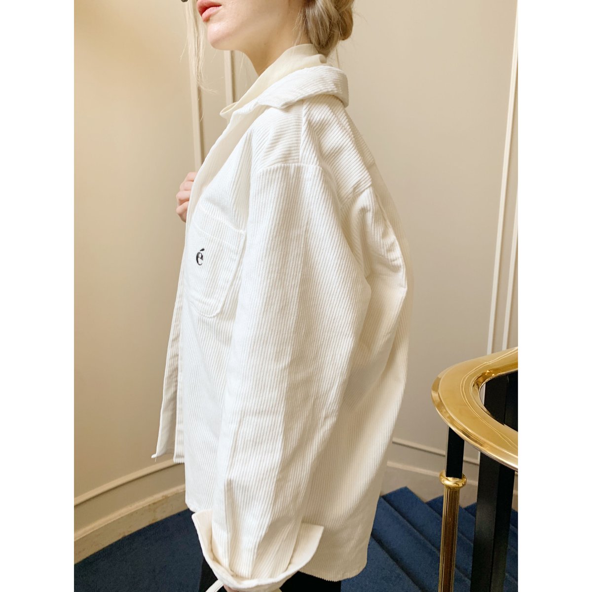 é logo corduroy big shirt off white | épine