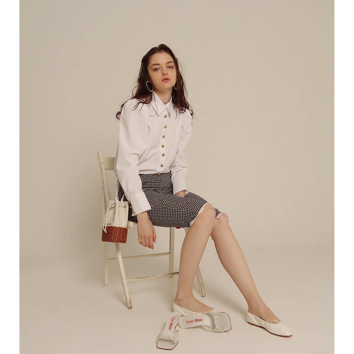 epine  é button blouse pink ブラウス é button blouse pink | épine