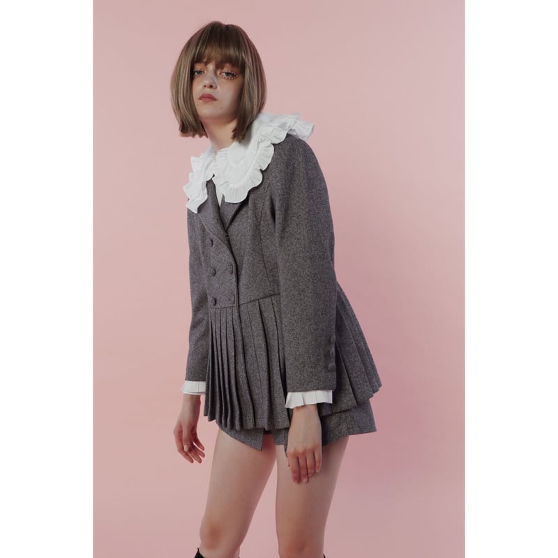 epine pleats frill jacket herringbone