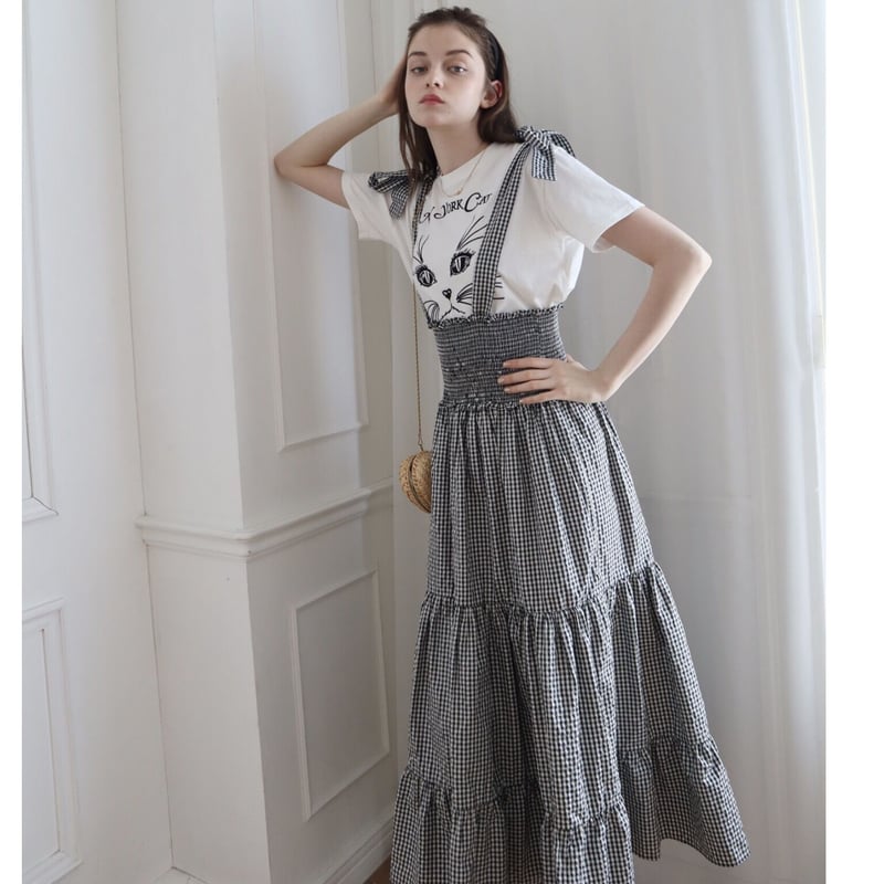 ribbon gather tiered 2way onepiece gingham | épine 