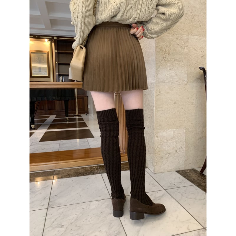 suède pleats mini skirt brown | épine
