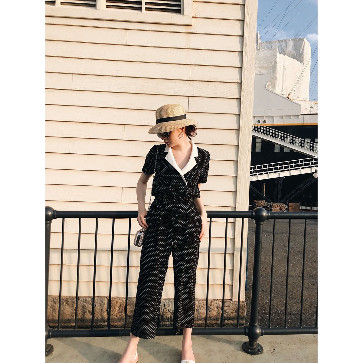 mannish dot rompers | épine