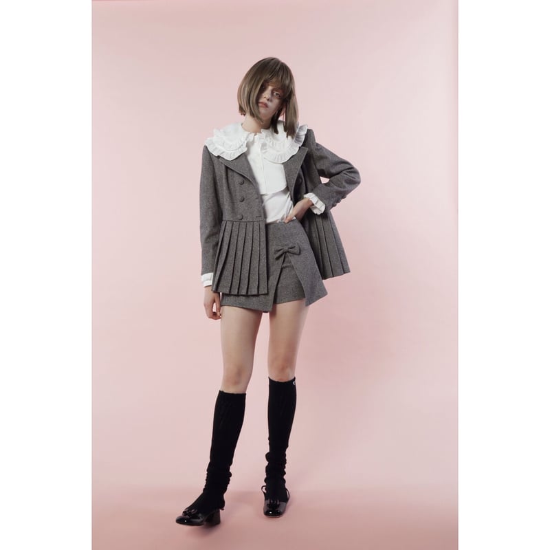 epine pleats frill jacket herringbone