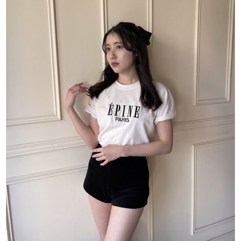 ÉPINE PARIS embroidery tee baby pink×black | épine ÉPINE PARIS embroidery tee baby pink×black | épine