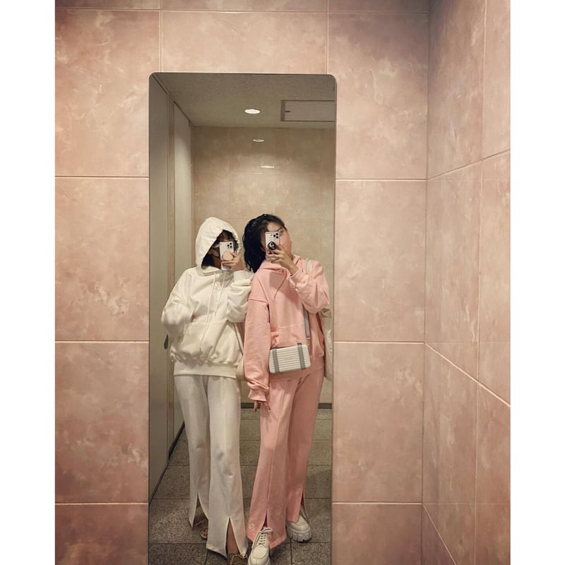 Eé jersey set up off white×baby pink | épine