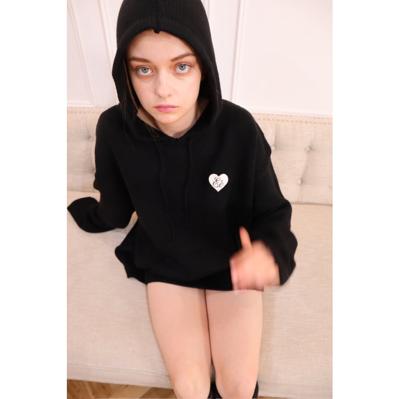 ♡ Eé knit hoodie black | épine ♡ Eé knit hoodie black | épine