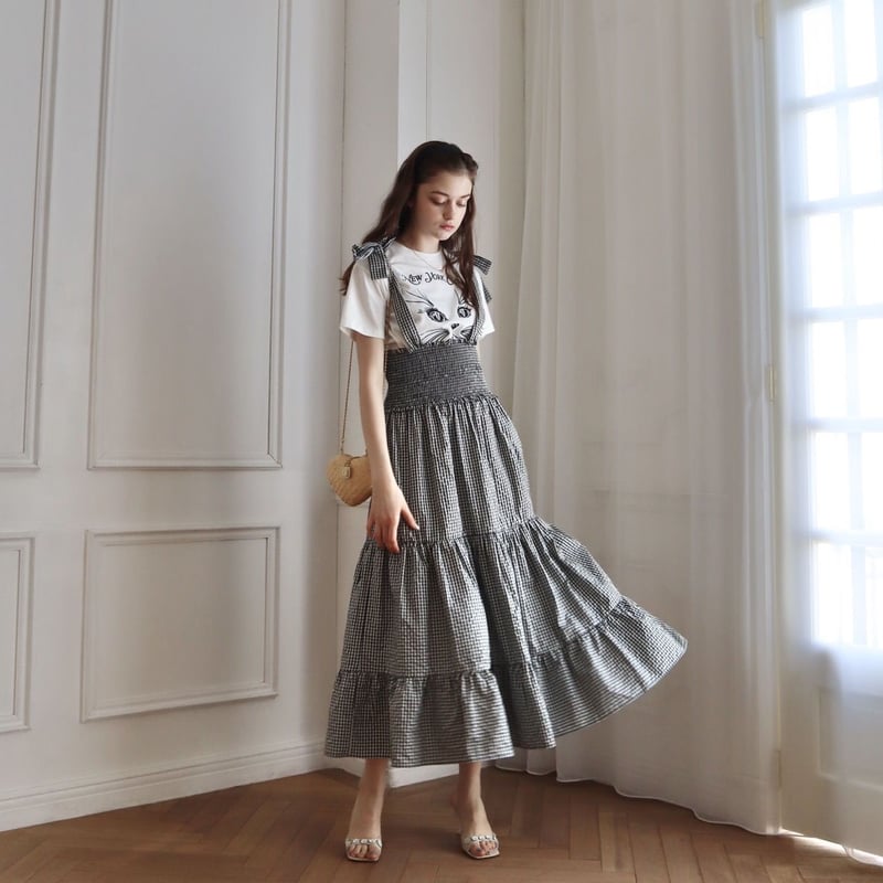 ribbon gather tiered 2way onepiece gingham | épine 