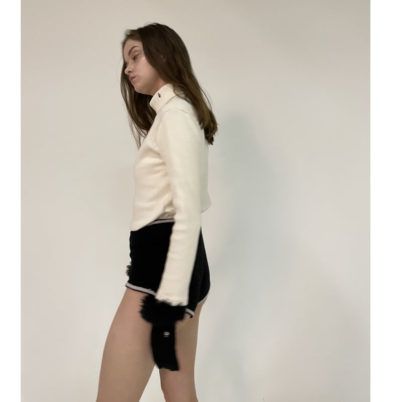 é embroidery rib knit high neck ivory | épine é embroidery rib knit high neck ivory | épine