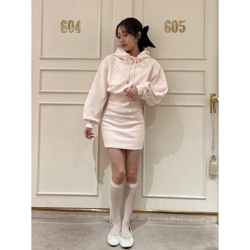 Eé embroidery hoodie onepiece baby pink | épine