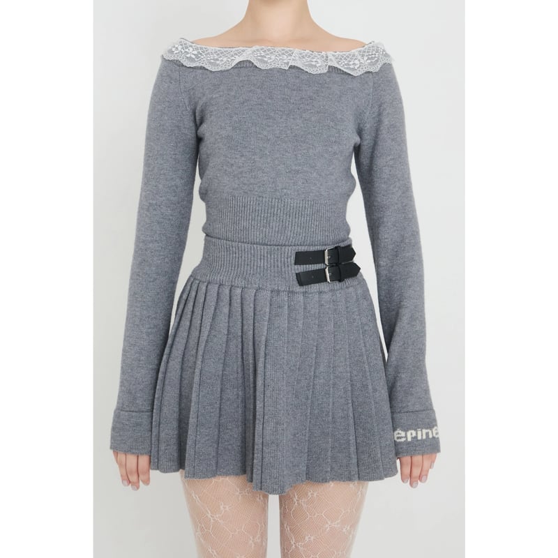 épine lace knit & pleats skirt set up(2color) | épine lace knit & pleats skirt set up(2color) |