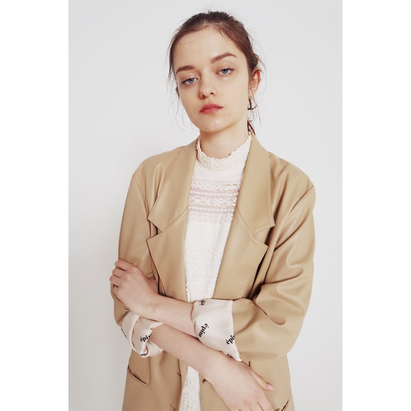 épine logo lining leather jacket beige | épine