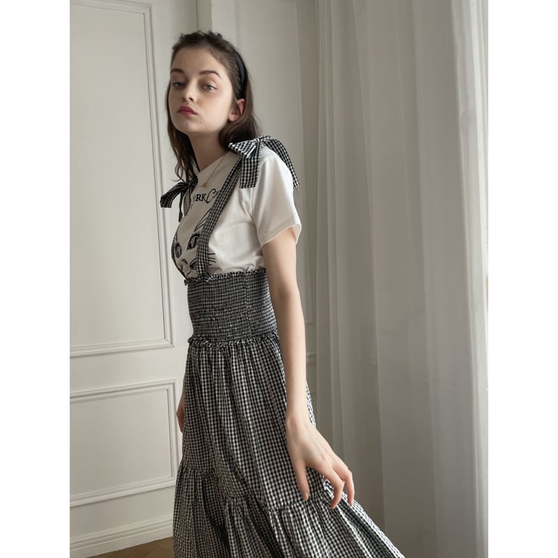 ribbon gather tiered 2way onepiece gingham | épine 