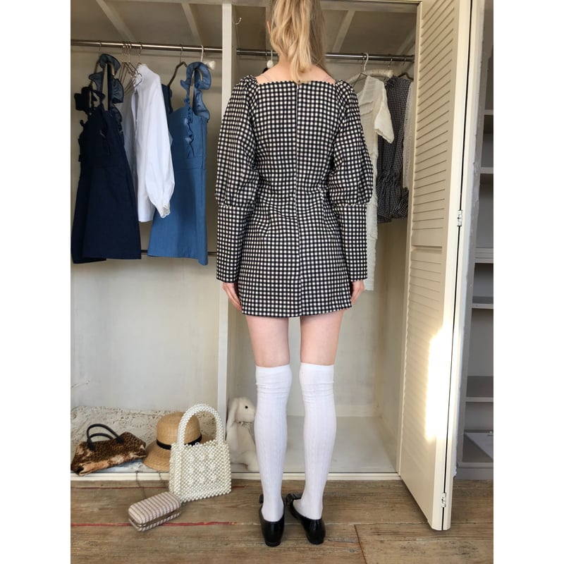 square neck gingham onepiece | épine