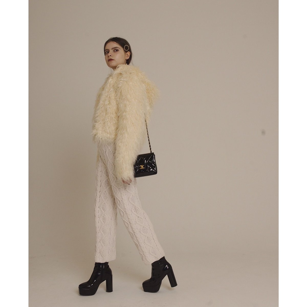 hood 2way volume fur coat white | épine