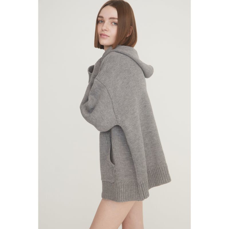 ♡ Eé knit hoodie gray | épine ♡ Eé knit hoodie gray | épine