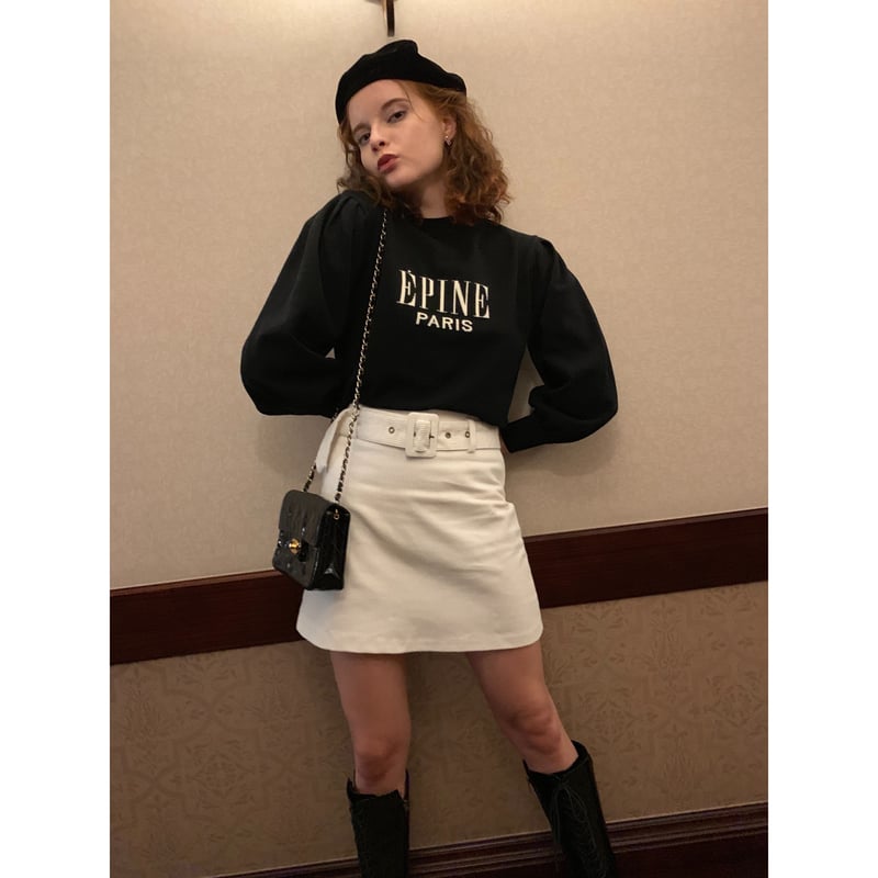 corduroy belt skirt ivory | épine