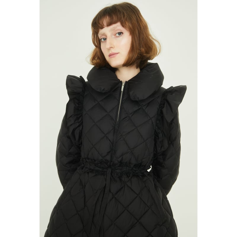 é zipper quilting long down coat black | épine