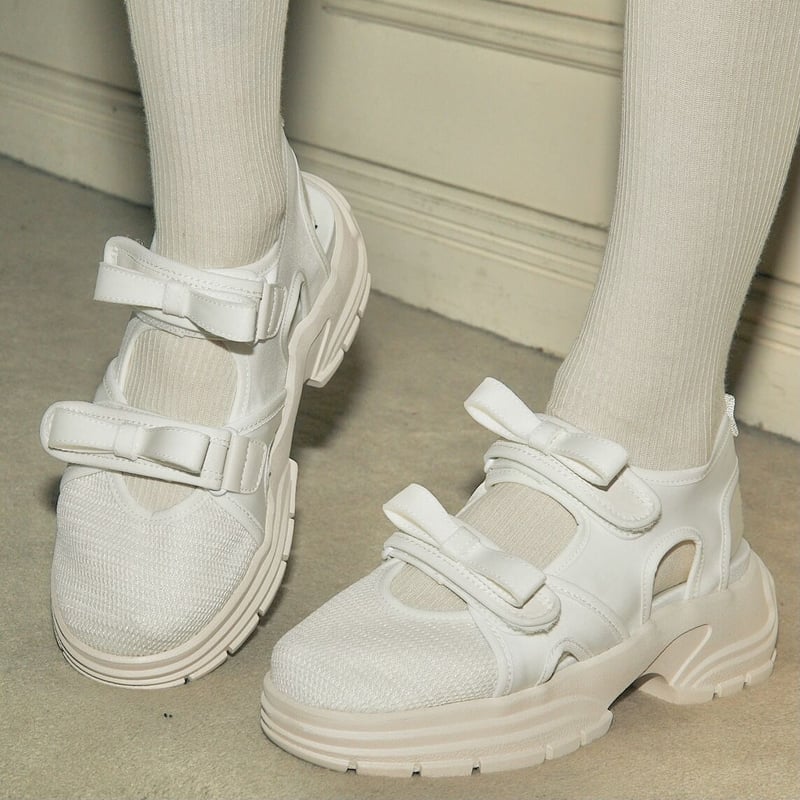 ブラックサイズdouble ribbon sneaker sandal