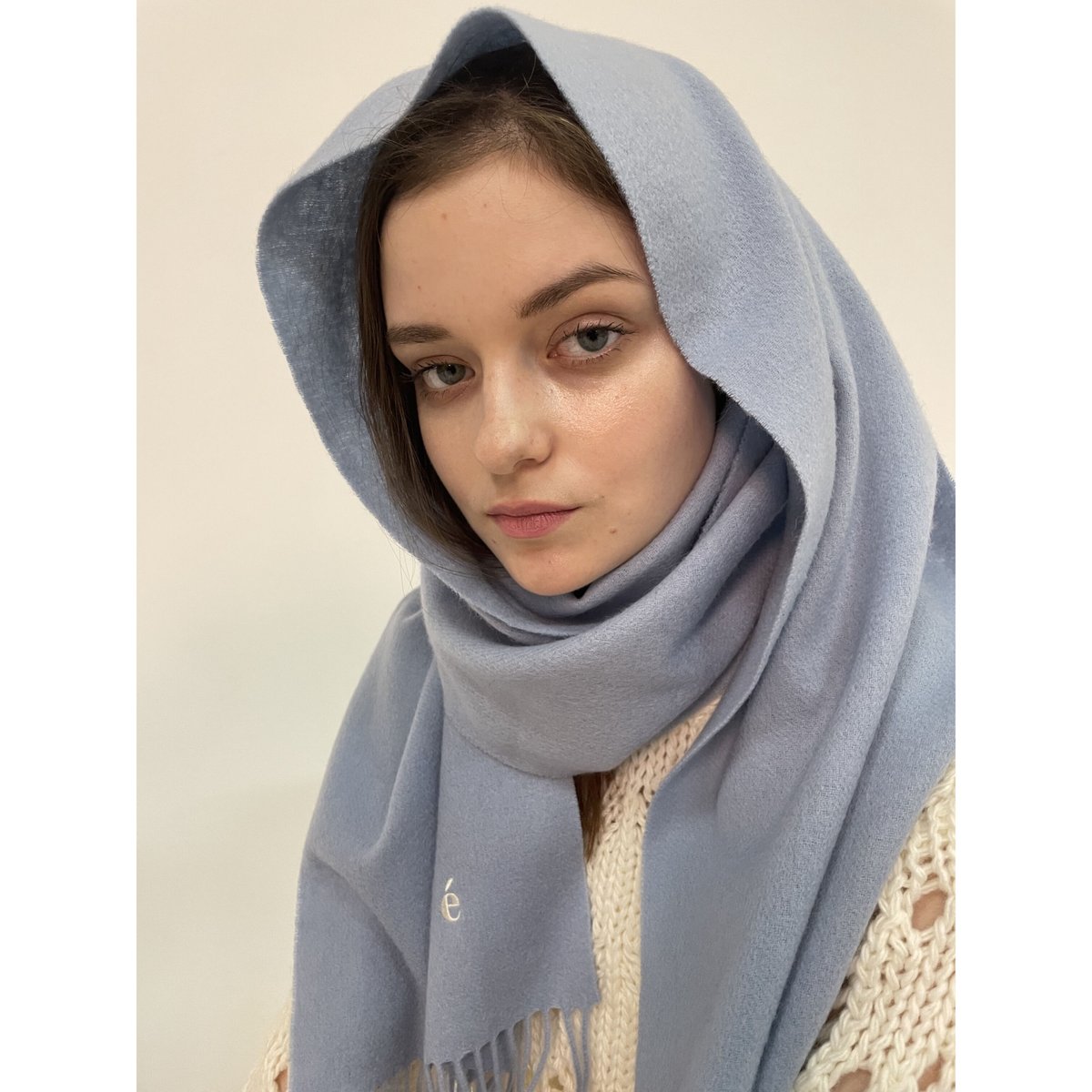 epine é embroidery logo wool muffler é embroidery logo wool muffler blue | épine - 小物