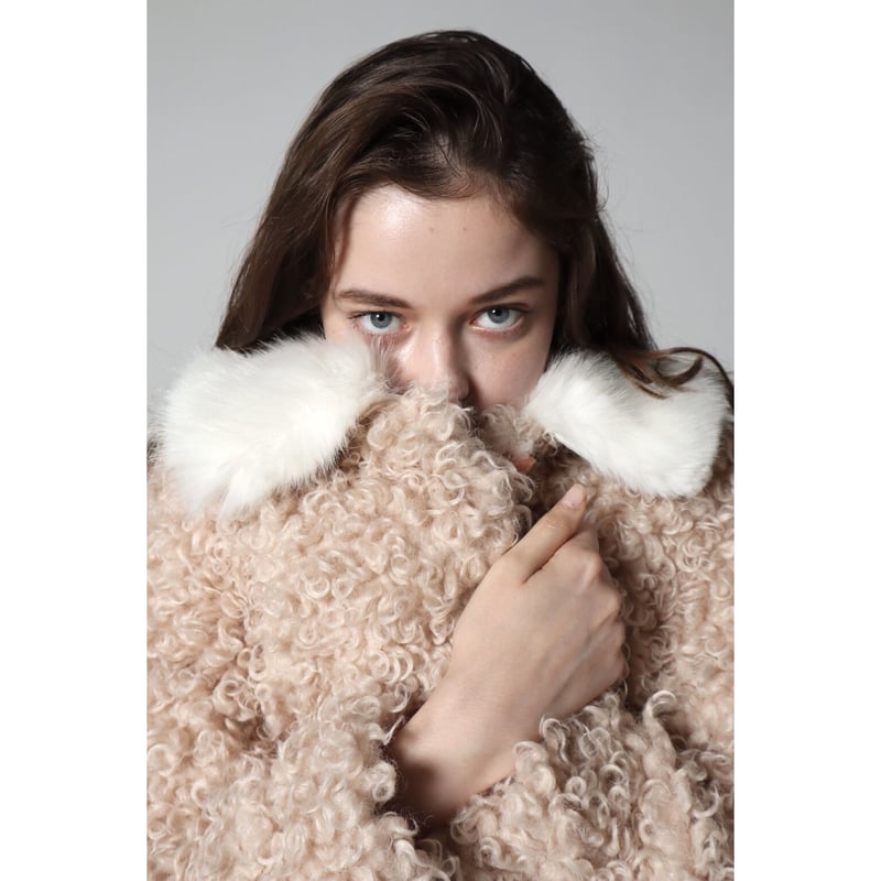 豪華で新しい poodle fur collar coat pink epine | first-code.com