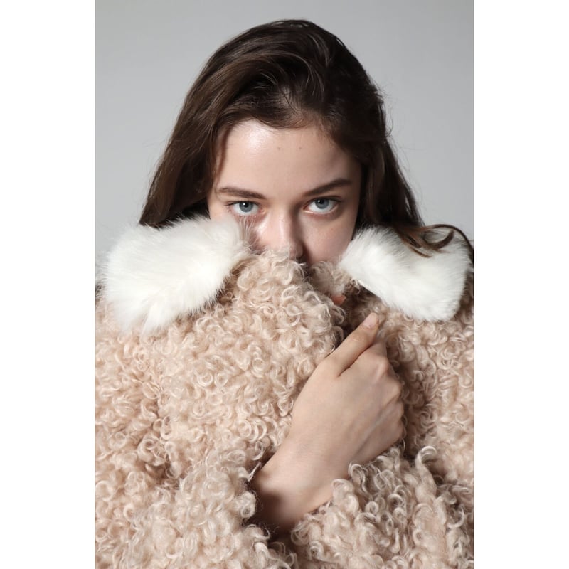 poodle fur collar coat pink | épine