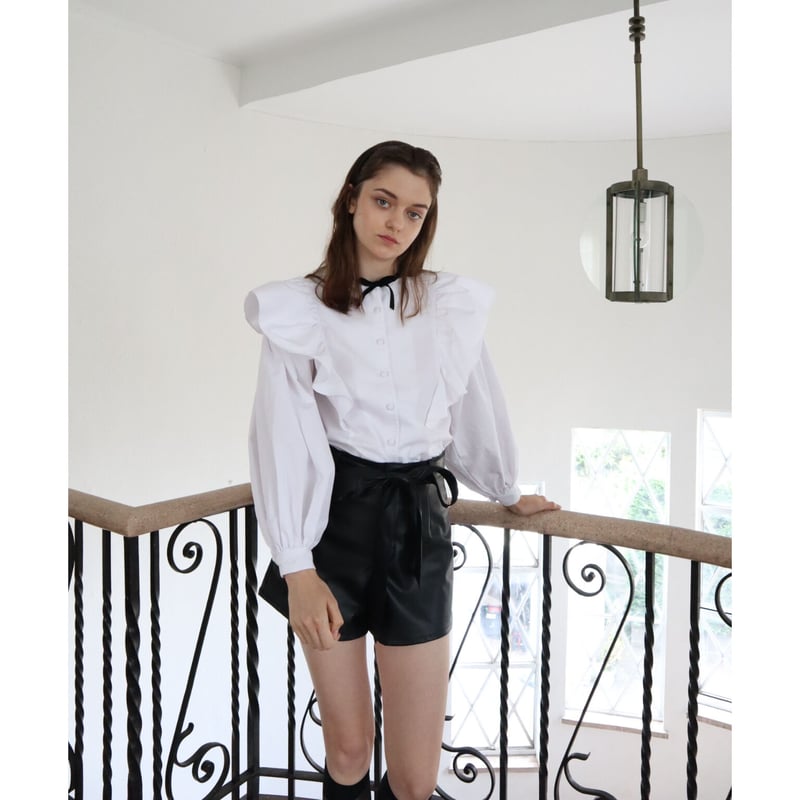 velours ribbon frill blouse white | épine velours ribbon frill blouse white | épine