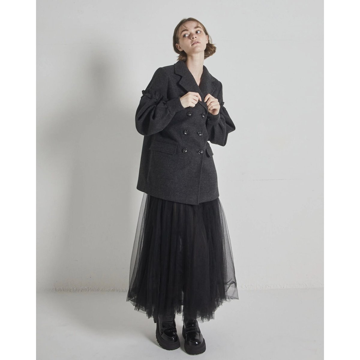 volume wool tailored coat charcoal gray | épine volume wool tailored coat charcoal gray | épine