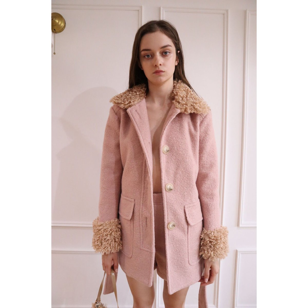 poodle fur coat pink curly hair | épine