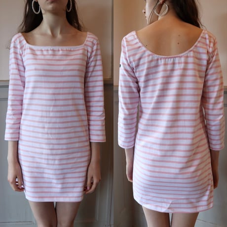 ballerina neck French onepiece pink border