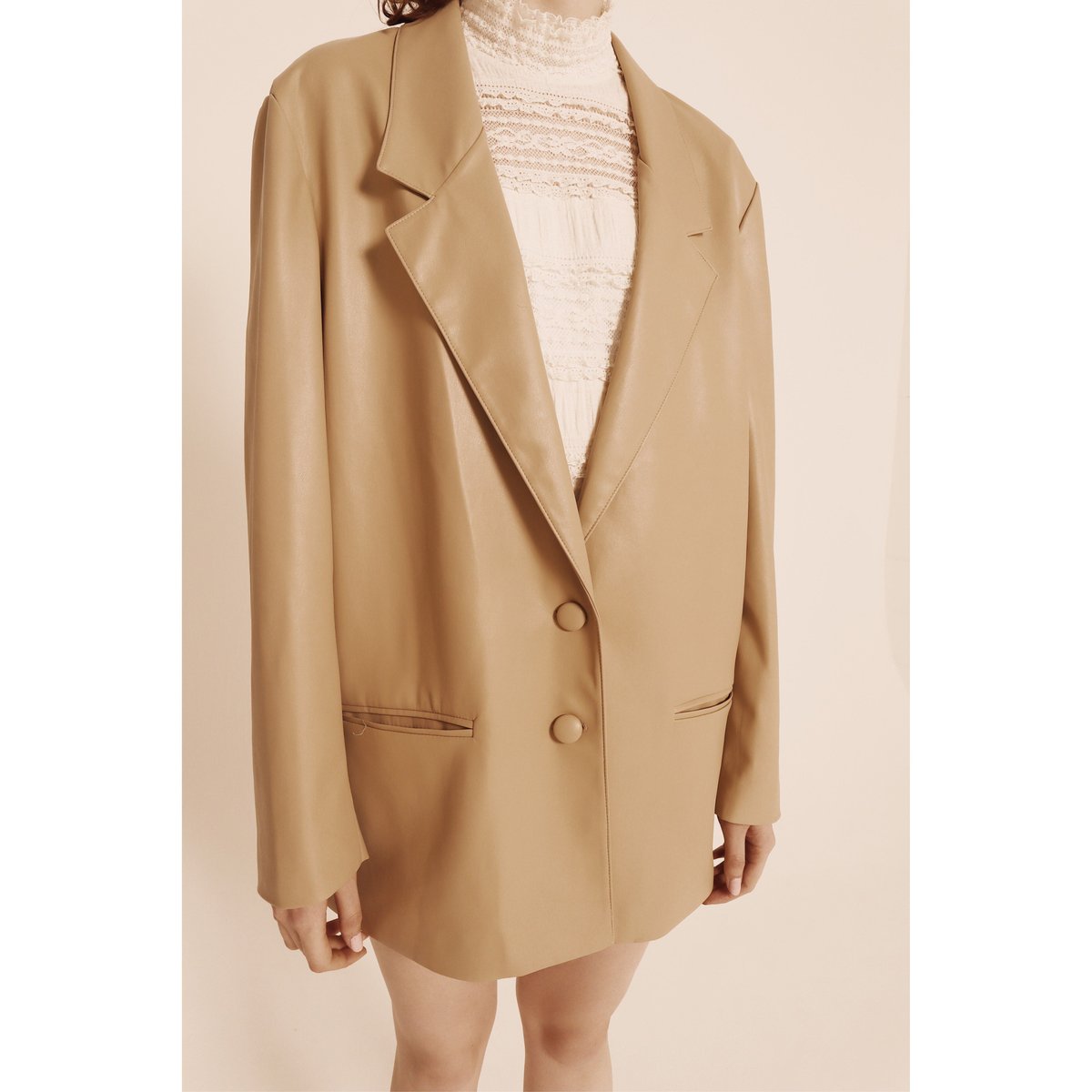 épine logo lining leather jacket beige | épine épine logo lining leather jacket beige | épine