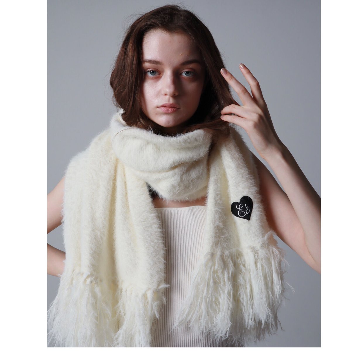 ♡Éé mohair fringe muffler (3color) | épine ♡Éé mohair fringe muffler (3color) | épine