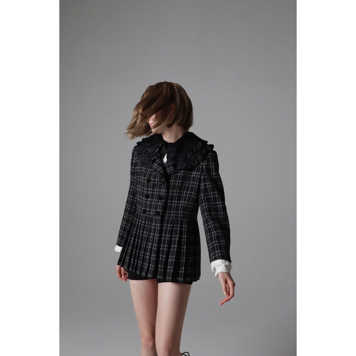 pleats frill jacket tweed check | épine