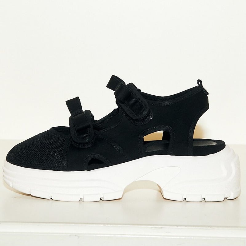 double ribbon sneaker sandal(black)