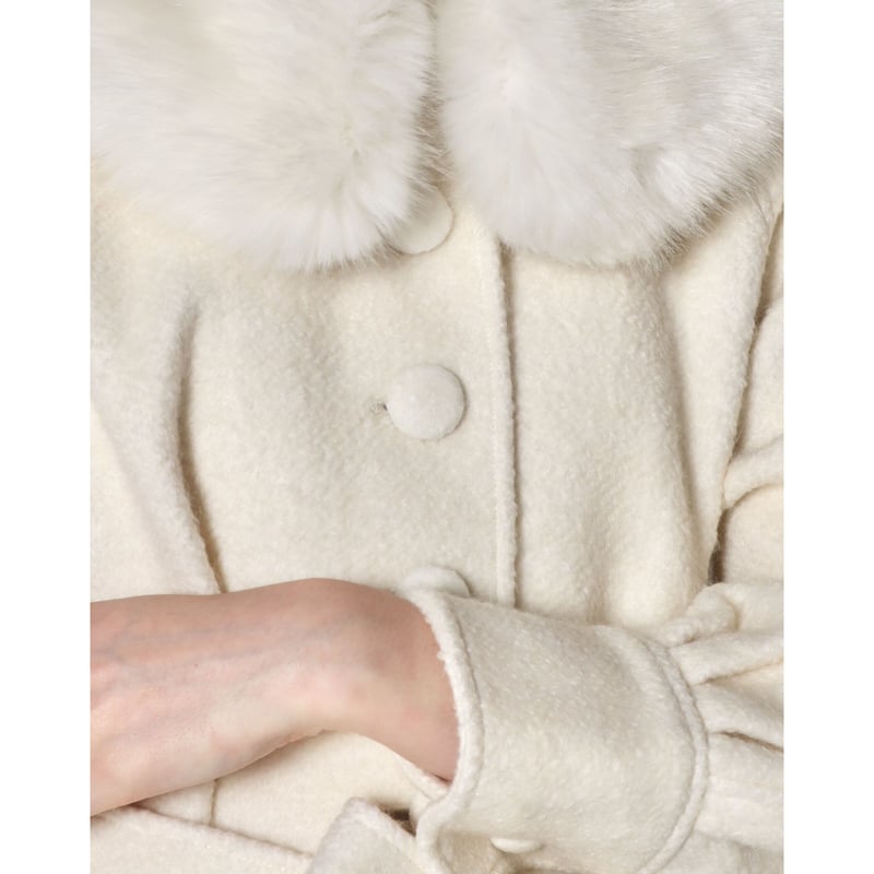 feminine fur collar long coat ivory | épine