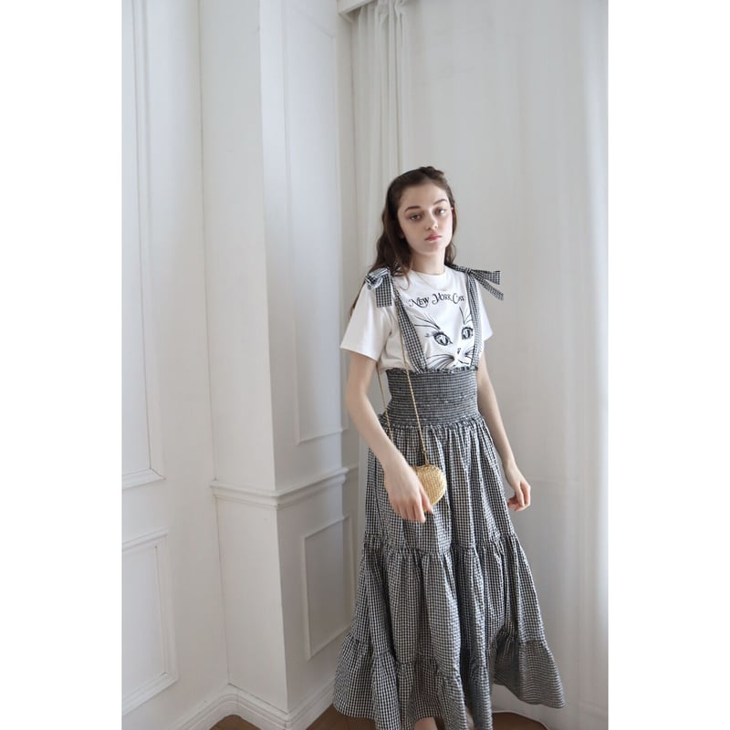 ribbon gather tiered 2way onepiece gingham | épine