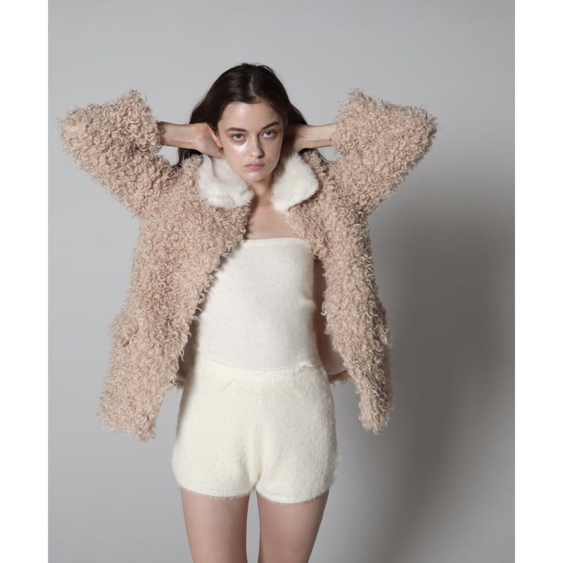 poodle fur collar coat pink | épine